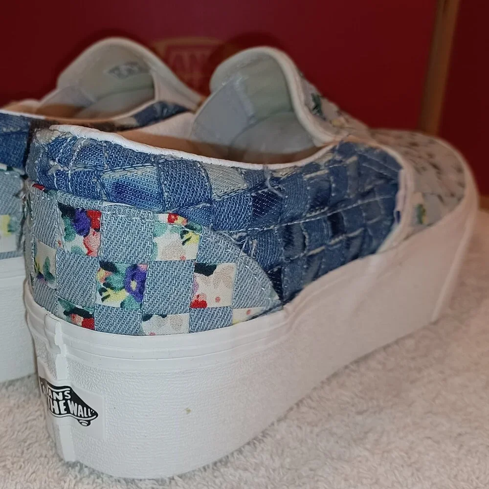 Vans Men's 6.5/Women's 8 Slip On Stacked Woven Floral Platform Shoes VN0A7Q5BB12 - Picture 9 of 12
